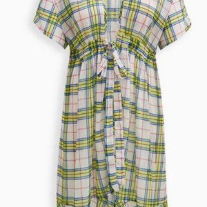 Torrid - Cinch Waist Kimono - Chiffon Plaid Blue